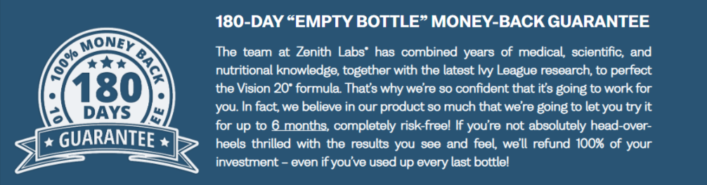 Vision 20 Money Back Guarantee