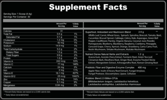 Ultra Boost Juice Supplement facts